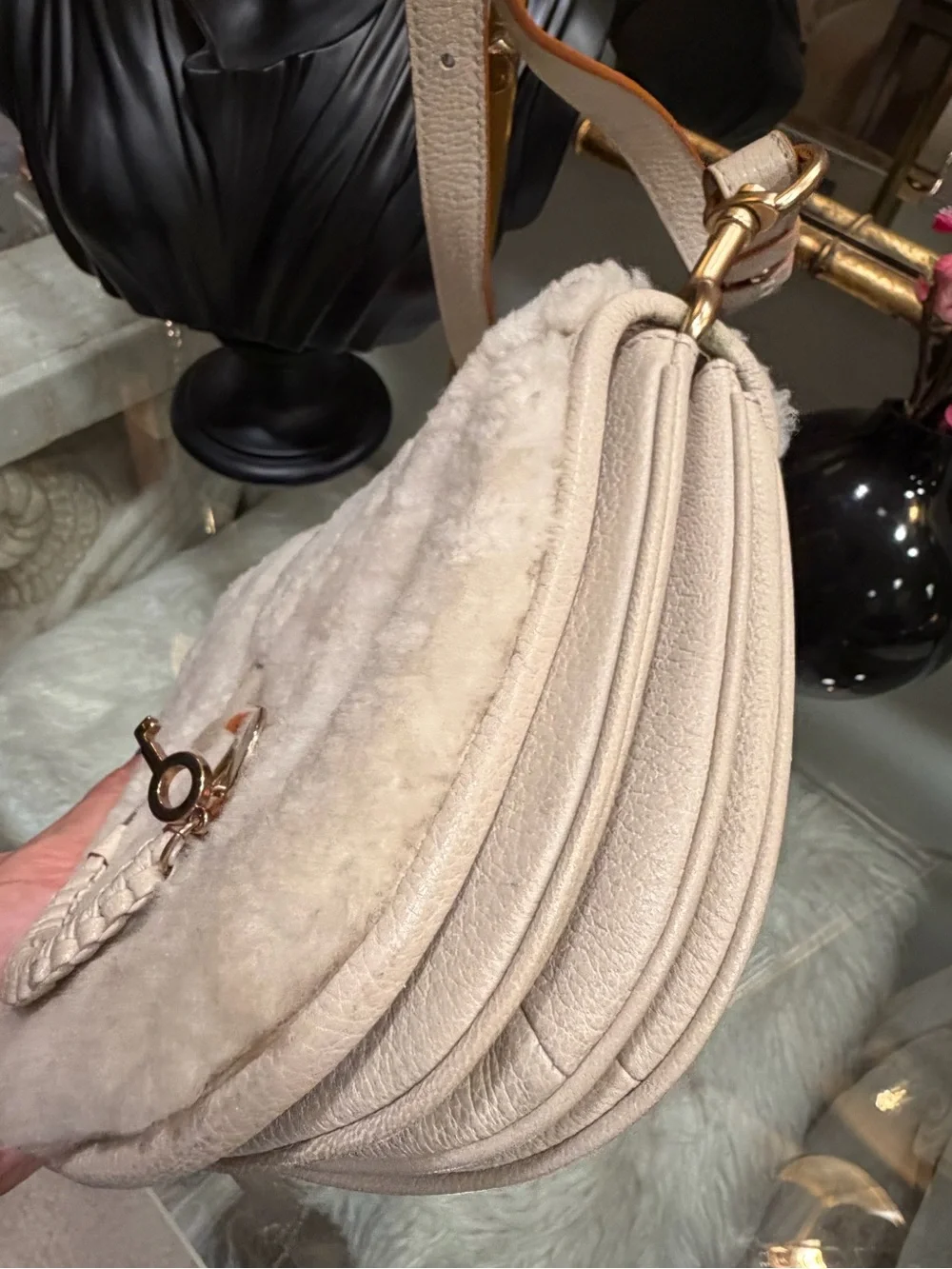 See by Chloe Plush Shearling Crossbody Bag - Cream